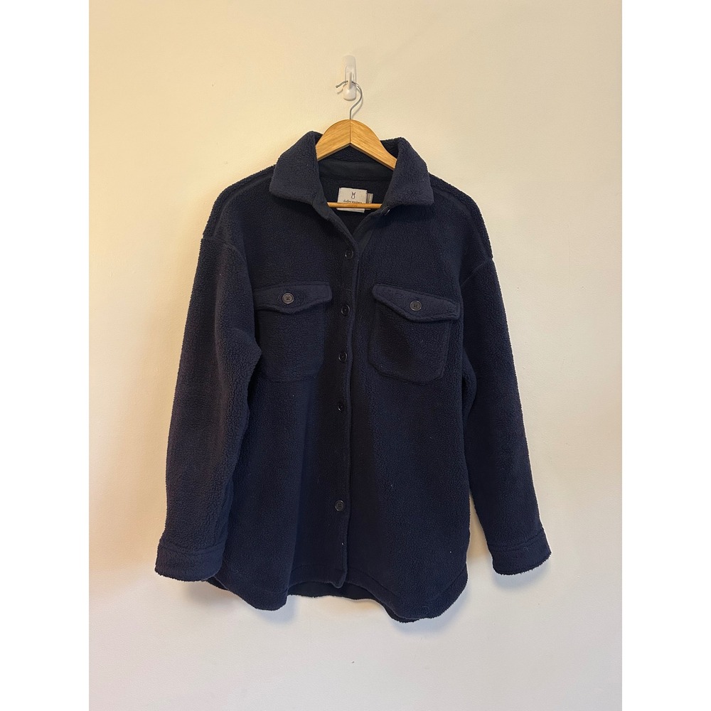 Dudley Stephens Navy Blue Vello Fleece Button Down Shirt Jacket | Size Medium